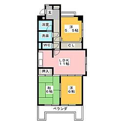 グランドハイリス上社 3LDKの間取図画像