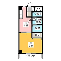 コムシェ・ソワ 1Kの間取図画像