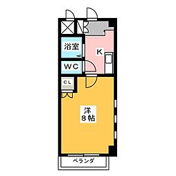 クラウンヒルズ 1Kの間取図画像