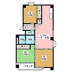 シーズンコート杁ヶ池B棟 3LDKの間取図画像