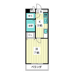 リバティ藤ケ丘 1Kの間取図画像