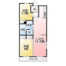 ソシアM・K 2LDKの間取図画像