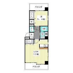 ピュア香流 1LDKの間取図画像