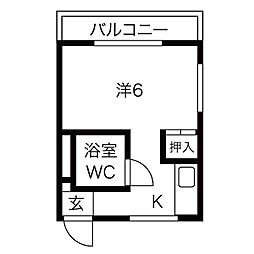 ヤングヴィレッジ 1Kの間取図画像