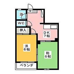メゾンカナン 2DKの間取図画像