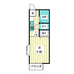 ハイツアサヒ ワンルームの間取図画像