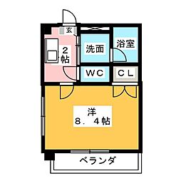 シテイライフ明が丘 1Kの間取図画像