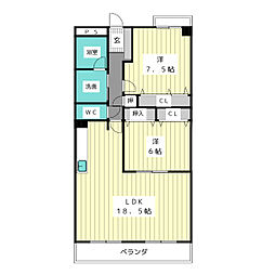 ビーオーズ平池 2LDKの間取図画像