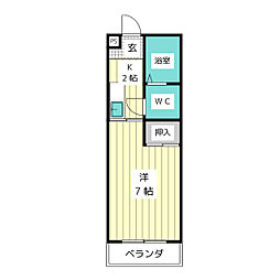 コーポみやび 1Kの間取図画像