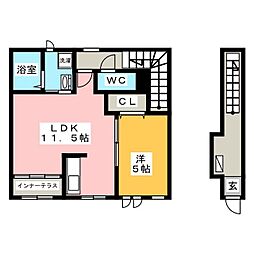 ル・ブリュー藤森 1LDKの間取図画像