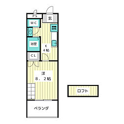 パークアベニュー 1Kの間取図画像