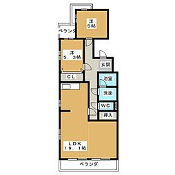 サンハイツ小幡 2階2LDKの間取り