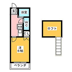 グリーンヒル小幡 1階1Kの間取り