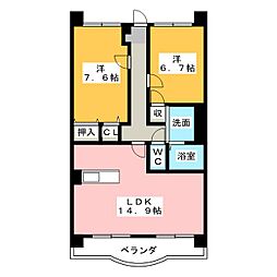 Ｌａ，Ｂｏｌｓｏｎ 1階2LDKの間取り