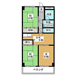 米野水野ビル 3DKの間取図画像
