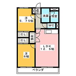 レージュ至来 2LDKの間取図画像