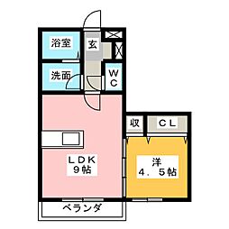 クラージュ 1LDKの間取図画像