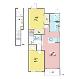 チェスナットハート1 2LDKの間取図画像
