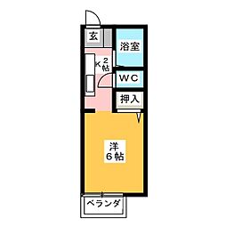 ケイハウス 1Kの間取図画像