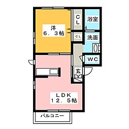 ル・カトゥール 1LDKの間取図画像
