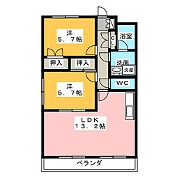エンドール吉根 2LDKの間取図画像