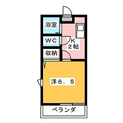 セフィラ西新 1Kの間取図画像
