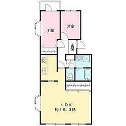 第六サンハイツ大森 2LDKの間取図画像