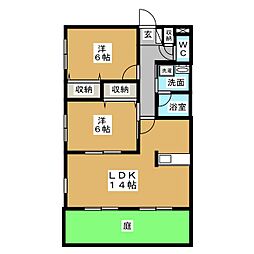 グリーンゲイブルズ2 2LDKの間取図画像