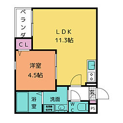 jack urasatoI 1LDKの間取図画像