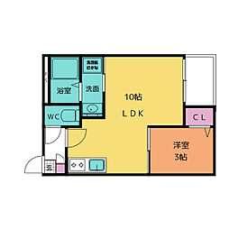 名古屋市緑区大高町字鶴田アパート 1LDKの間取図画像
