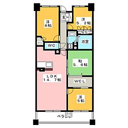 サーパスシティ鳴海 6階4LDKの間取り