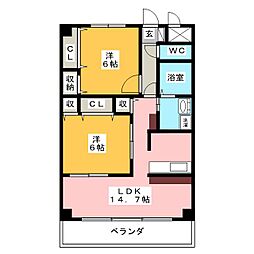 大祥1 2LDKの間取図画像