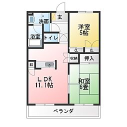リバーヒルズ大高 2LDKの間取図画像