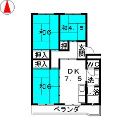 コーポ松ヶ根 3DKの間取図画像