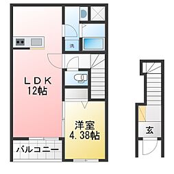 リーブルファイン鳴尾 1LDKの間取図画像