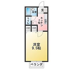 ユニティーA 1Kの間取図画像