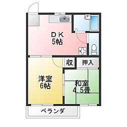 パピリオン梶野 2DKの間取図画像