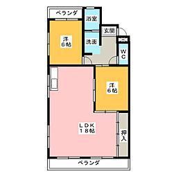 フィラアルタ左京山 2LDKの間取図画像
