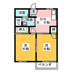 トミール寿 2DKの間取図画像