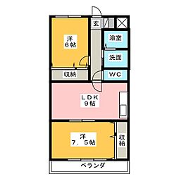 ファミール香 2LDKの間取図画像