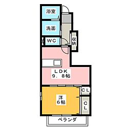 カーサ大高 1LDKの間取図画像
