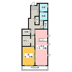 オマーラたちま 1LDKの間取図画像
