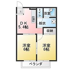 YBハオス有松 2DKの間取図画像