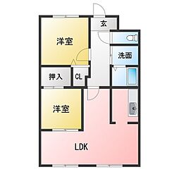 サンマール平手 2LDKの間取図画像