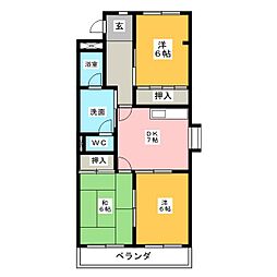 リバーサイド桶狭間 3DKの間取図画像