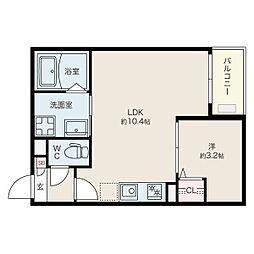 Jacknekoya1 1LDKの間取図画像