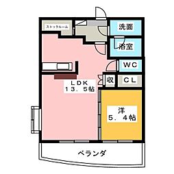 ホワイトクレイン 1LDKの間取図画像