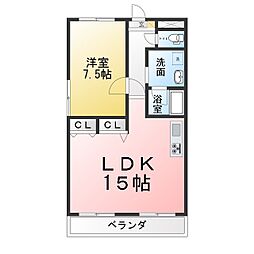 メゾン白木 1LDKの間取図画像