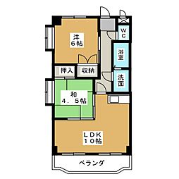 サンライズ入場 5階2LDKの間取り