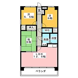 サンモール富信 3LDKの間取図画像